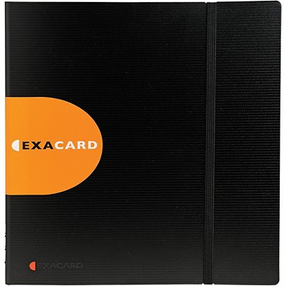 Exacompta Porte-cartes Exacard Exactive® avec index, capacité de 320 cartes, 160 pochettes, 265 x 250 mm, polypropylène, noir - 1