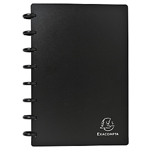 EXACOMPTA Porte-cartes de visite à anneaux et pochettes détaclables A5 - Noir