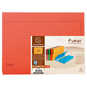 Exacompta Porte-documents Forever® 200 feuilles A4 24,5 x 32,5 cm Carton recyclé Rouge Lot de 10