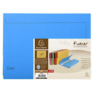 Exacompta Porte-documents Forever® A4, 200 feuilles 245 x 325 mm,  carte recyclé, bleu - Lot de 10