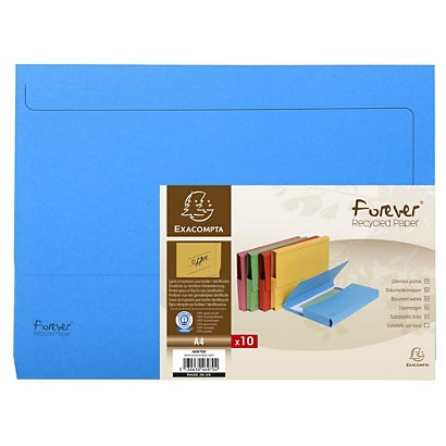 Exacompta Porte-documents Forever® A4, 200 feuilles 245 x 325 mm,  carte recyclé, bleu - Lot de 10 - 1