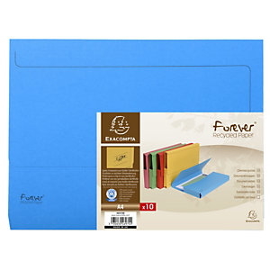 Exacompta Porte-documents Forever® A4, 200 feuilles 245 x 325 mm,  carte recyclée , bleu - Lot de 10