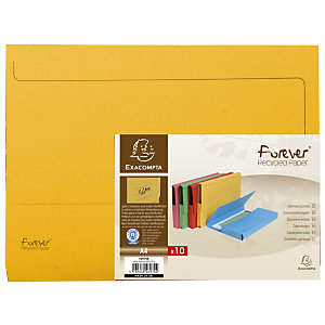 Exacompta Porte-documents Forever® A4, 200 feuilles 245 x 325 mm,  carte recyclée jaune - Lot de 10