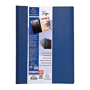 Exacompta Porte-vue Vega, format A4, 20 pochettes, PVC, bleu