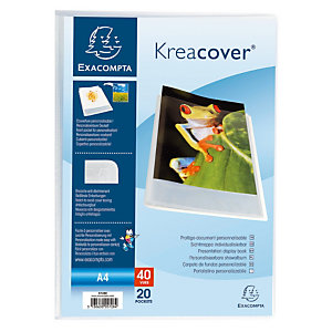 Lot de 5 - Exacompta Porte vues personnalisable Kreacover A4 - 20 pochettes - 40 vues - Blanc