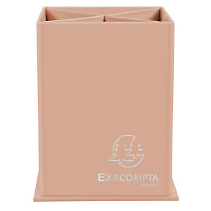 EXACOMPTA Pot à crayons carré 4 compartiments carton Aquarel - Corail