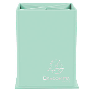 EXACOMPTA Pot à crayons carré 4 compartiments carton Aquarel - Vert pastel