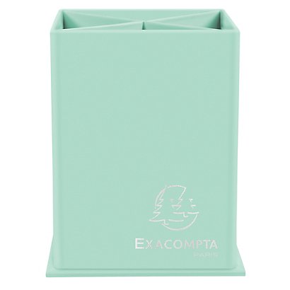 EXACOMPTA Pot à crayons carré 4 compartiments carton Aquarel - Vert pastel - 1