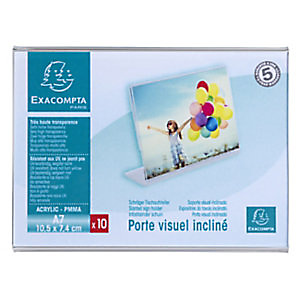 Exacompta Présentoir de table horizontal incliné de carte de visite A7 Cristal - Transparent - Lot de 10