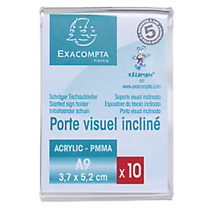 Exacompta Présentoir de table vertical incliné de carte de visite A9 Cristal - Transparent - Lot de 10 Exacompta Présentoir de table vertical incliné de carte de visite A9 Cristal - Transparent - Lot de 10