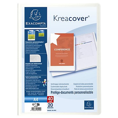 EXACOMPTA Protège-documents en polypropylène rigide Kreacover® 40 vues - A4 - Blanc - 1
