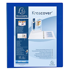 Exacompta Raccoglitore personalizzabile Kreacover, 4 anelli a D, A4 maxi, Dorso 4,7 cm, Polipropilene, Blu Exacompta Raccoglitore personalizzabile Kreacover, 4 anelli a D, A4 maxi, Dorso 4,7 cm, Polipropilene, Blu
