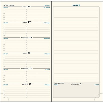 EXACOMPTA Recharge Agenda de poche Espace 17 9 x 17,5 cm Semainier Janvier  à Décembre 2024 - Couleurs assorties