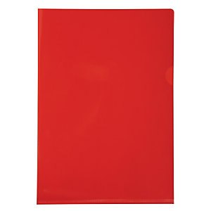 EXACOMPTA Sachet de 10 pochettes coin PVC lisse haute résistance 13/100e - A4 - Rouge