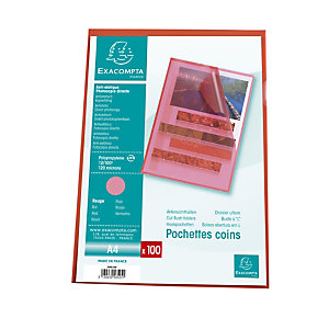 EXACOMPTA Sachet 100 pochettes polypropylène grainé 12/100e - A4 - Rouge