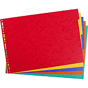 Exacompta Separador liso, A3, 5 piezas, cartón prensado moteado, colores variados Exacompta Separador liso, A3, 5 piezas, cartón prensado moteado, colores variados
