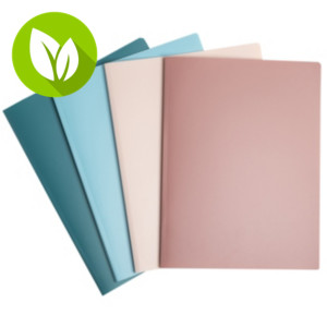 EXACOMPTA Skandi Carpeta de fundas A4, 20 fundas rugosas recicladas, cubierta flexible polipropileno reciclado, pack de 4 colores surtidos EXACOMPTA Skandi Carpeta de fundas A4, 20 fundas rugosas recicladas, cubierta flexible polipropileno reciclado, pack de 4 colores surtidos