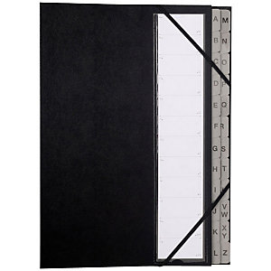 Exacompta Trieur alphabétique ORDONATOR 26 compartiments, couverture rigide plastifiée, onglets en plastique, coloris noir