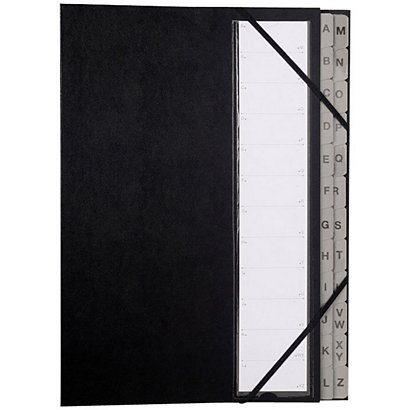 Exacompta Trieur alphabétique ORDONATOR 26 compartiments, couverture rigide plastifiée, onglets en plastique, coloris noir - 1