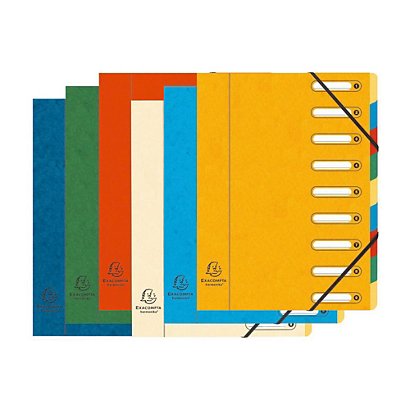 Exacompta Trieur Harmonika à fenêtres avec élastiques - véritable carte lustrée - 9 compartiments - couleurs assorties - lot de 6