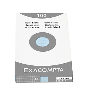 EXACOMPTA Étui de 100 fiches - bristol quadrillé 5x5 non perforé 148x210mm - Azur