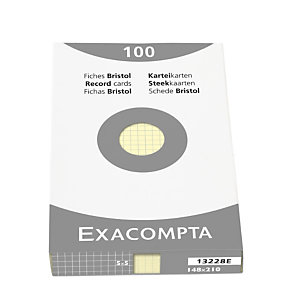 EXACOMPTA Étui de 100 fiches - bristol quadrillé 5x5 non perforé 148x210mm - Jaune