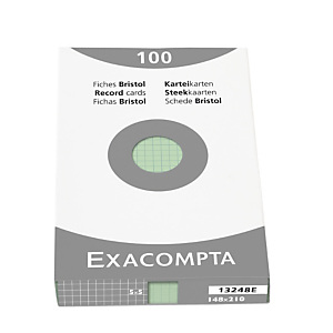 EXACOMPTA Étui de 100 fiches - bristol quadrillé 5x5 non perforé 148x210mm - Vert