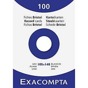 EXACOMPTA Étui de 100 fiches - bristol uni non perforé 105x148mm - Blanc