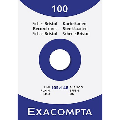 EXACOMPTA Étui de 100 fiches - bristol uni non perforé 105x148mm - Blanc - 1