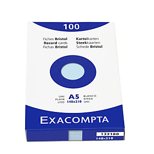 EXACOMPTA Étui de 100 fiches - bristol uni non perforé 148x210mm - Azur