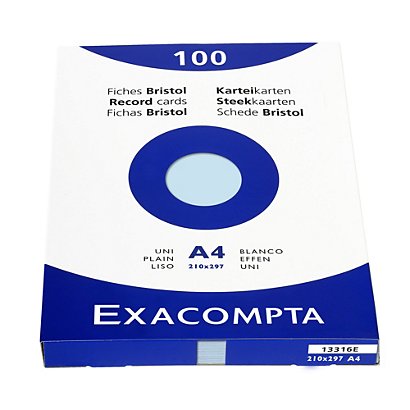 EXACOMPTA Étui de 100 fiches - bristol uni non perforé 210x297mm - Azur - 1