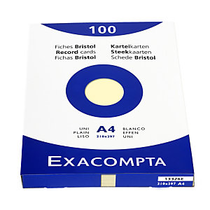 EXACOMPTA Étui de 100 fiches - bristol uni non perforé 210x297mm - Jaune