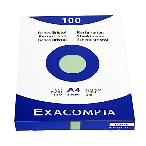 EXACOMPTA Étui de 100 fiches - bristol uni non perforé 210x297mm - Vert