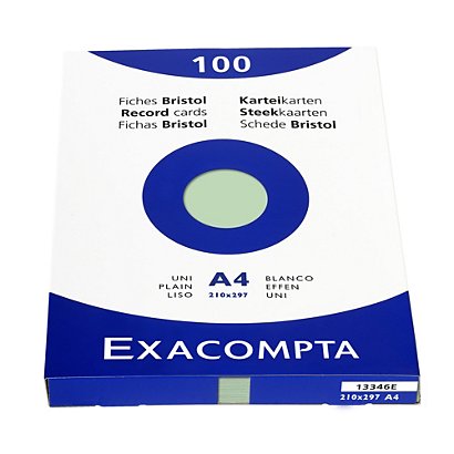 EXACOMPTA Étui de 100 fiches - bristol uni non perforé 210x297mm - Vert - 1