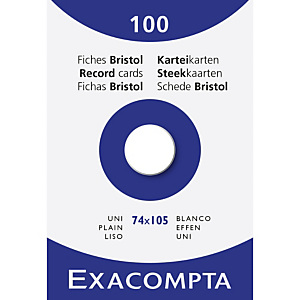 EXACOMPTA Étui de 100 fiches - bristol uni non perforé 74x105mm - Blanc
