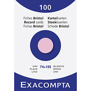EXACOMPTA Étui de 100 fiches - bristol uni non perforé 74x105mm - Rose