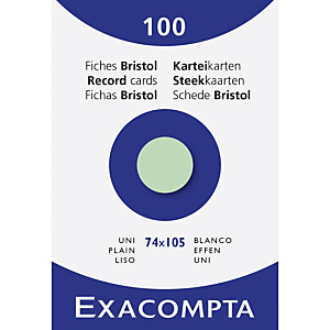 EXACOMPTA Étui de 100 fiches - bristol uni non perforé 74x105mm - Vert