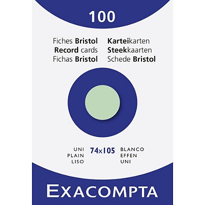 EXACOMPTA Étui de 100 fiches - bristol uni non perforé 74x105mm - Vert - 1