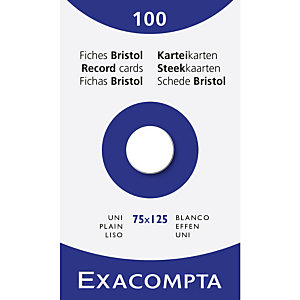 EXACOMPTA Étui de 100 fiches - bristol uni non perforé 75x125mm - Blanc