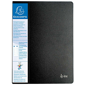 Exacompta Up-line Carpeta de fundas A4, 80 fundas, cubierta rígida, lateral personalizable, negro