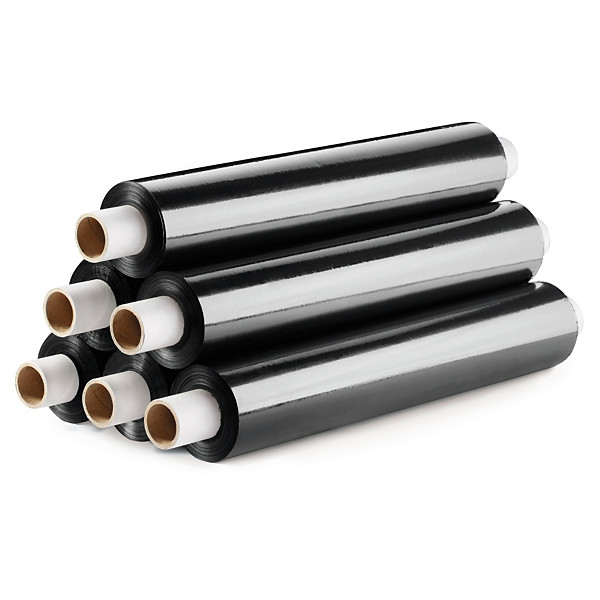 Extended Cardboard Core Black Blown Stretch Film, 30% Recycled