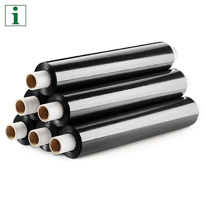 Extended Cardboard Core Black Blown Stretch Film, 30% Recycled