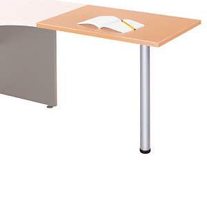 Extension pour bureau Axiome - L.60 x P.80 cm - Plateau Hêtre - Pied tubulaire Aluminium