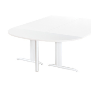 Extension Demi-lune Actual L. 160 x 60 cm - Plateau Blanc - Pied tube rond Blanc