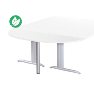 Extension Demi-lune Actual L.160 x P.60 cm - Plateau Blanc - Pied tube rond Aluminium Extension Demi-lune Actual L.160 x P.60 cm - Plateau Blanc - Pied tube rond Aluminium