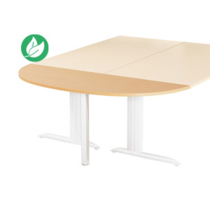 Extension Demi-lune Actual L.160 x P.60 cm - Plateau Chêne naturel - Pied tube carré Blanc Extension Demi-lune Actual L.160 x P.60 cm - Plateau Chêne naturel - Pied tube carré Blanc