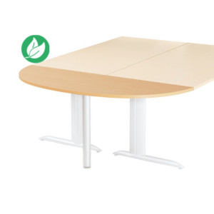Extension Demi-lune Actual L.160 x P.60 cm - Plateau Chêne naturel - Pied tube rond Blanc Extension Demi-lune Actual L.160 x P.60 cm - Plateau Chêne naturel - Pied tube rond Blanc