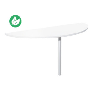 Extension Demi-lune Biospace - L.160 x P.60 cm - Plateau Blanc - Pied tube Aluminium Extension Demi-lune Biospace - L.160 x P.60 cm - Plateau Blanc - Pied tube Aluminium