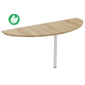 Extension Demi-lune Biospace - L.160 x P.60 cm - Plateau Chêne Nebraska - Pied tube Blanc Extension Demi-lune Biospace - L.160 x P.60 cm - Plateau Chêne Nebraska - Pied tube Blanc