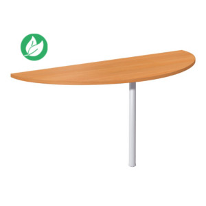 Extension Demi-lune Biospace - L.160 x P.60 cm - Plateau Hêtre - Pied tube Aluminium Extension Demi-lune Biospace - L.160 x P.60 cm - Plateau Hêtre - Pied tube Aluminium